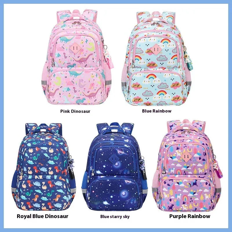 Waterproof Oxford cloth children's school backpack with curved shoulder straps in multiple colour options