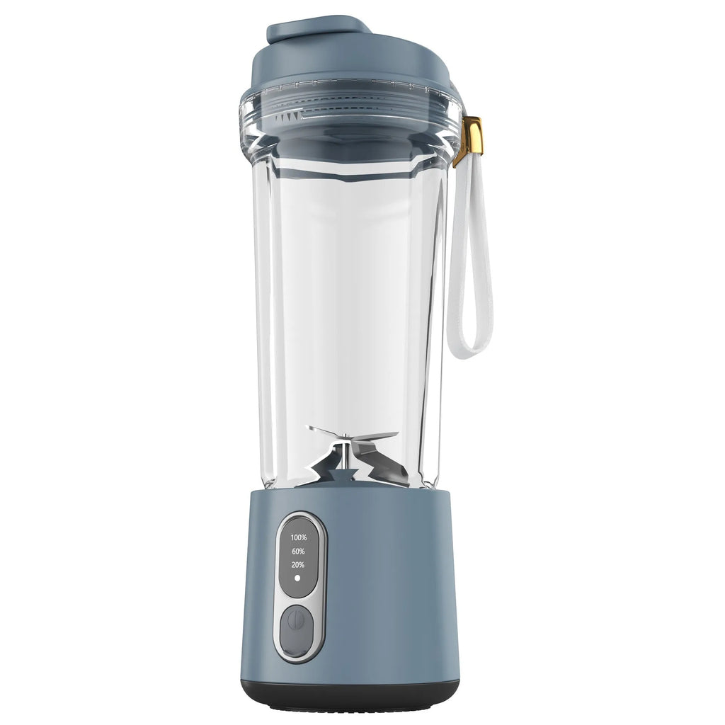 Portable electric juicer cup 500ml 300W in black with straw and charging cable