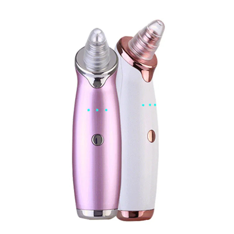 White ultrasonic acne cleaner beauty equipment with silicone head on clean background