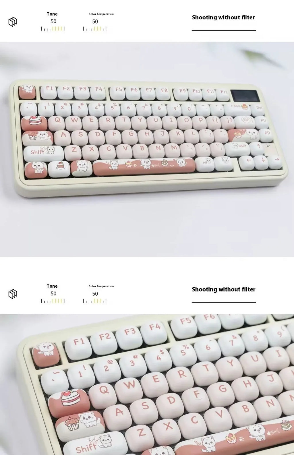 Dessert cat cartoon mechanical keyboard key cap set with sublimation printing and colourful design