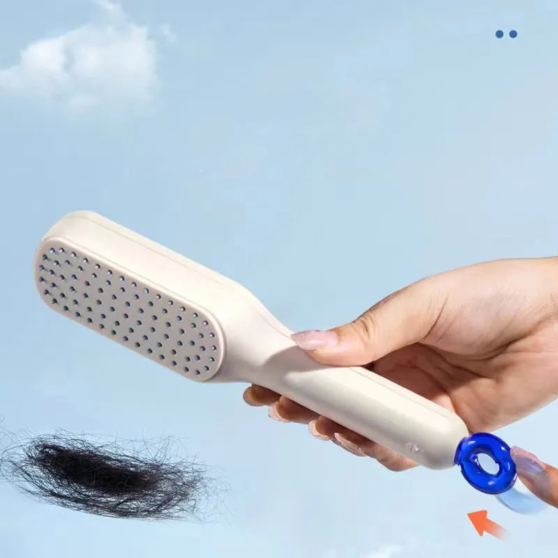 Dual-sided dog grooming brush for small breeds with soft bristles in blue colour
