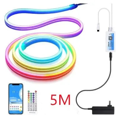 Colorful neon LED light bar strip with silicone housing, 72 LED beads, music sync remote control
