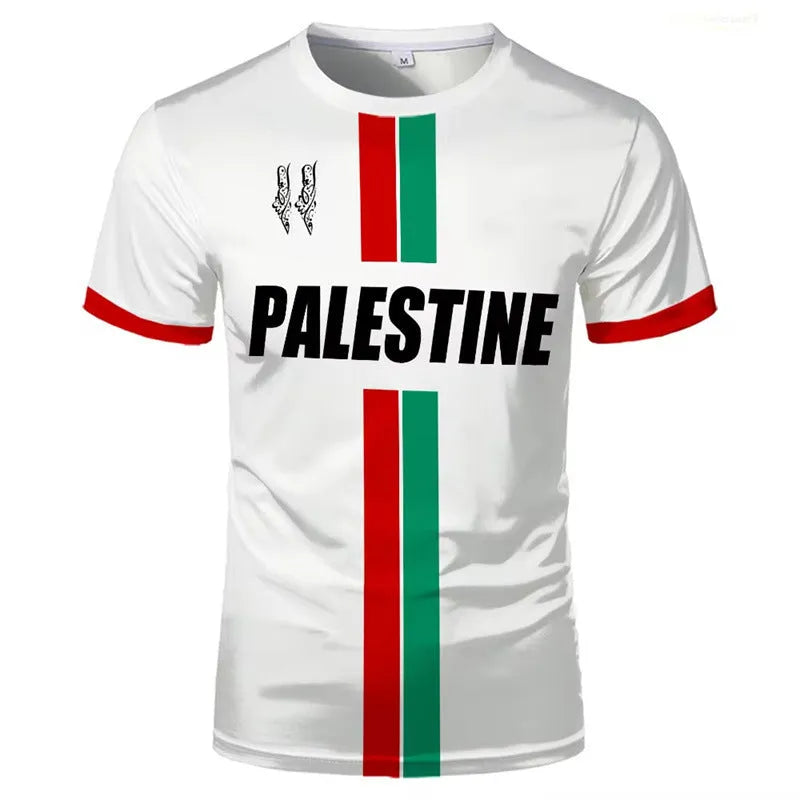3D printed football T-shirt with raised pattern in black or white colours, showing half sleeve street fashion design