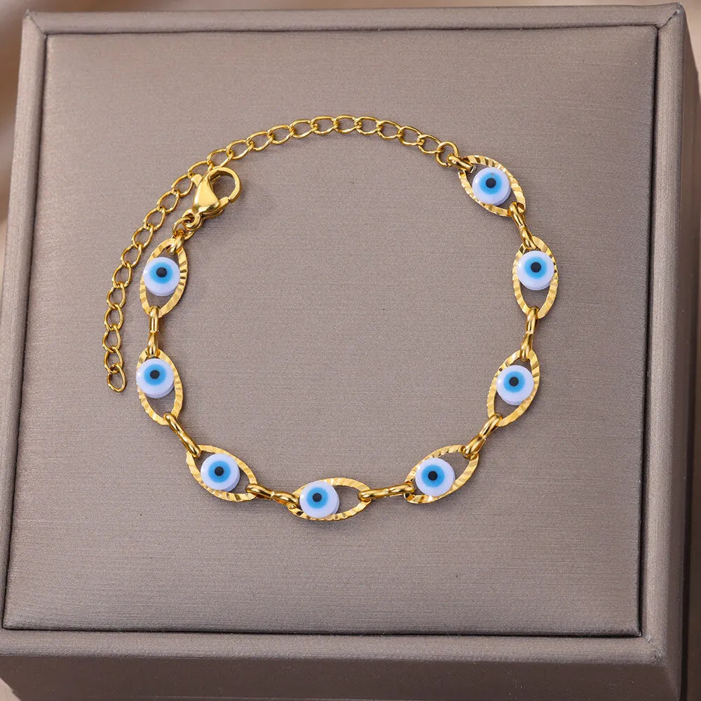 Enamelled lucky beaded bracelet for women with natural zircon chain in Style 2 colour