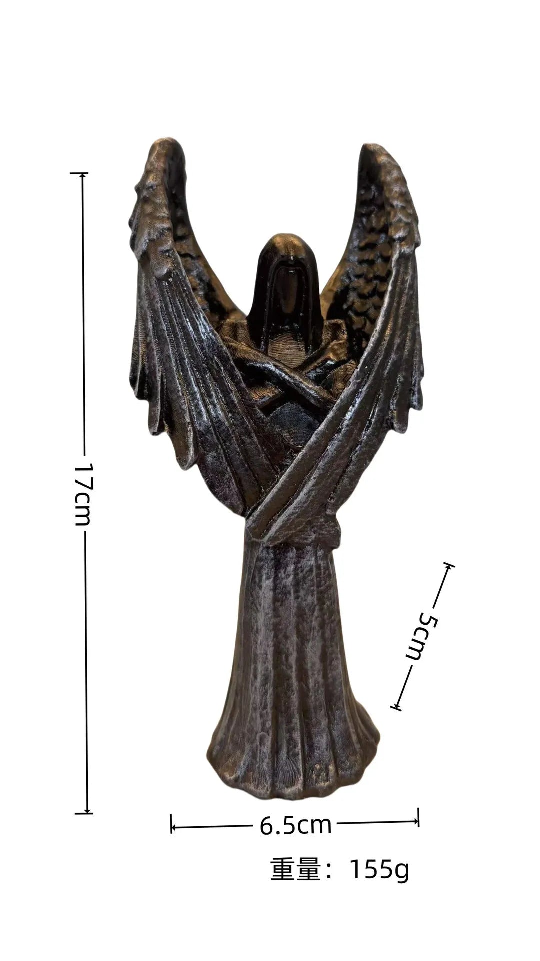 Dark angel resin statue ornament with Gothic style measuring 6.5x5x17cm