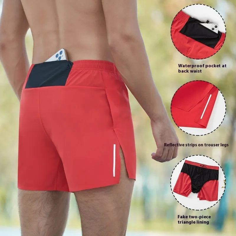 Men's high waist off-road running shorts in chemical fibre blend fabric