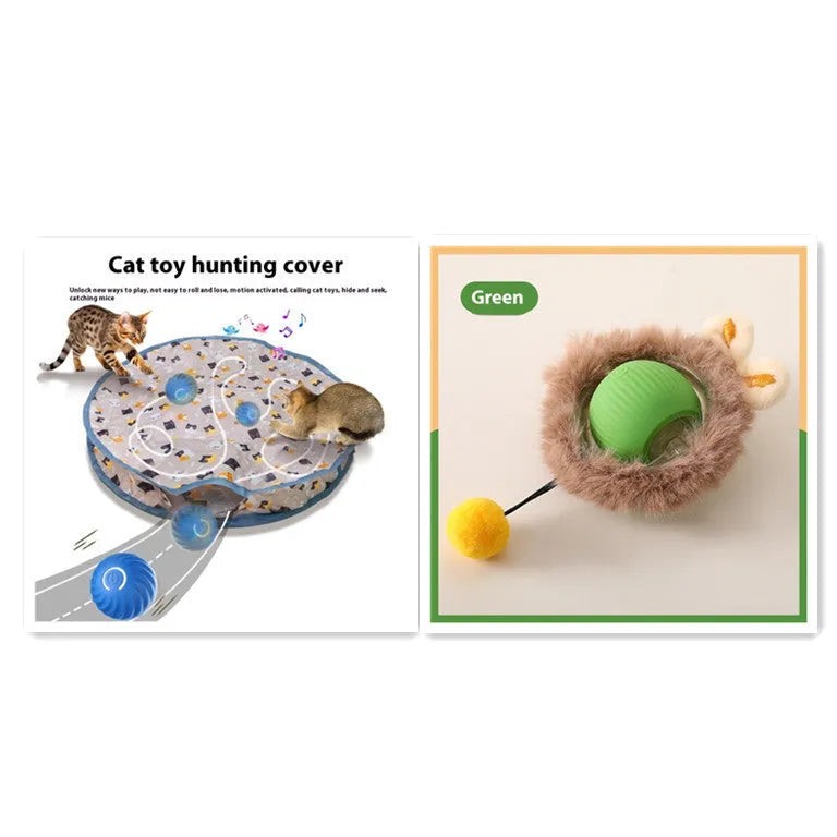 Self-hi funny cat rolling ball toy in silicone with grey green red colour options