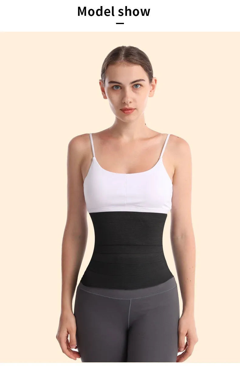 Women's waist trainer exercise belt with latex silk fabric in multiple length options