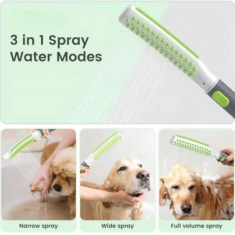 Pet bathing brush showerhead in green and white, made of ABS material, for washing dogs