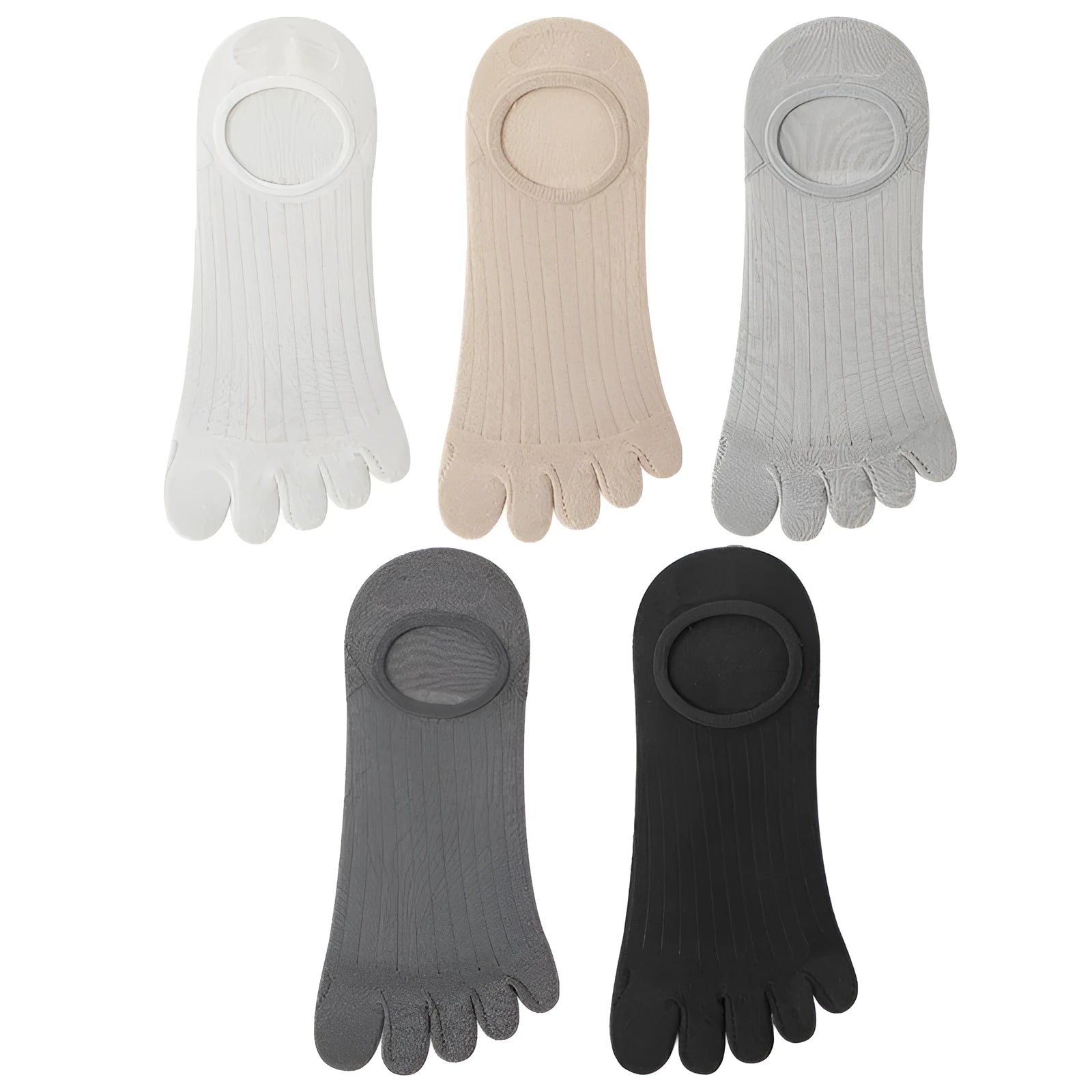 Men's five-finger invisible socks in modal and cotton fabric, shown in khaki colour.