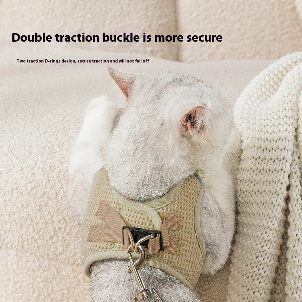 Fashion Waffle cloth pet harness for cats and small dogs with chest strap in brown colour