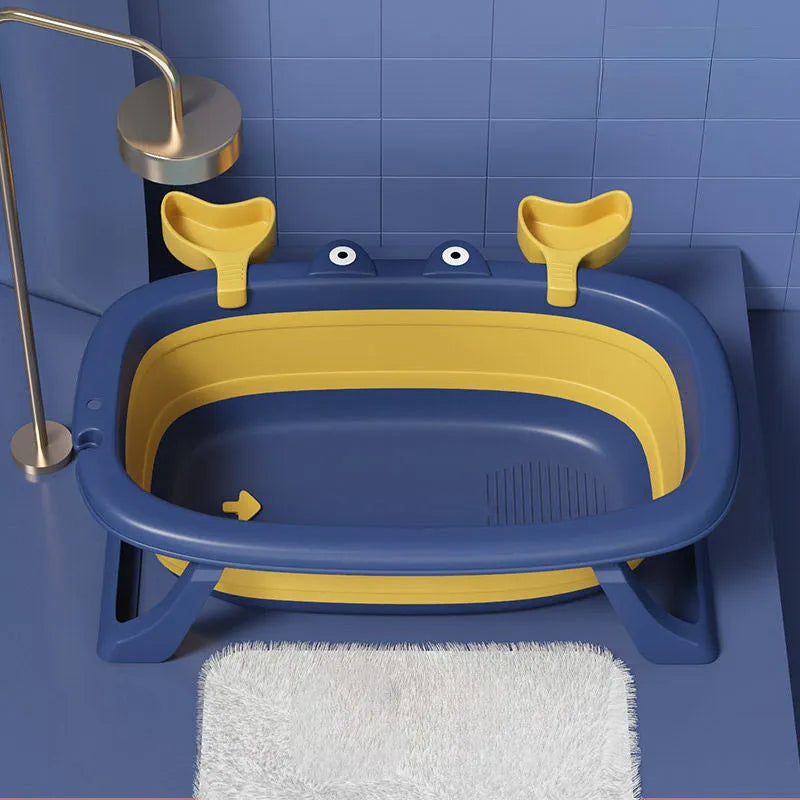 Blue foldable portable plastic pet bathing tub for small dogs and cats.