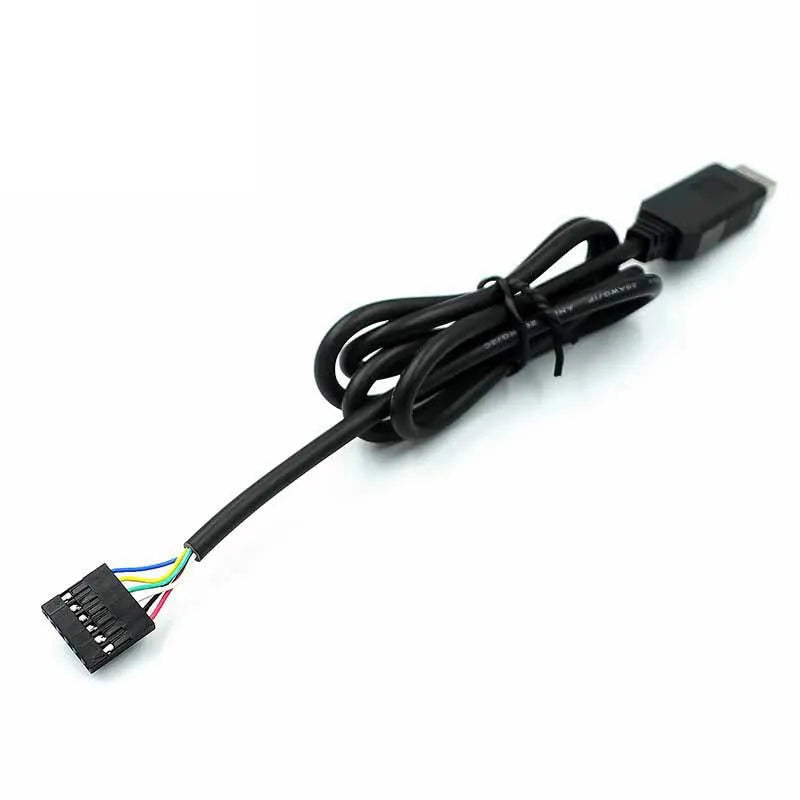 FT232 USB to TTL download cable 1 metre black with 6-pin connector and CTS RTS lines
