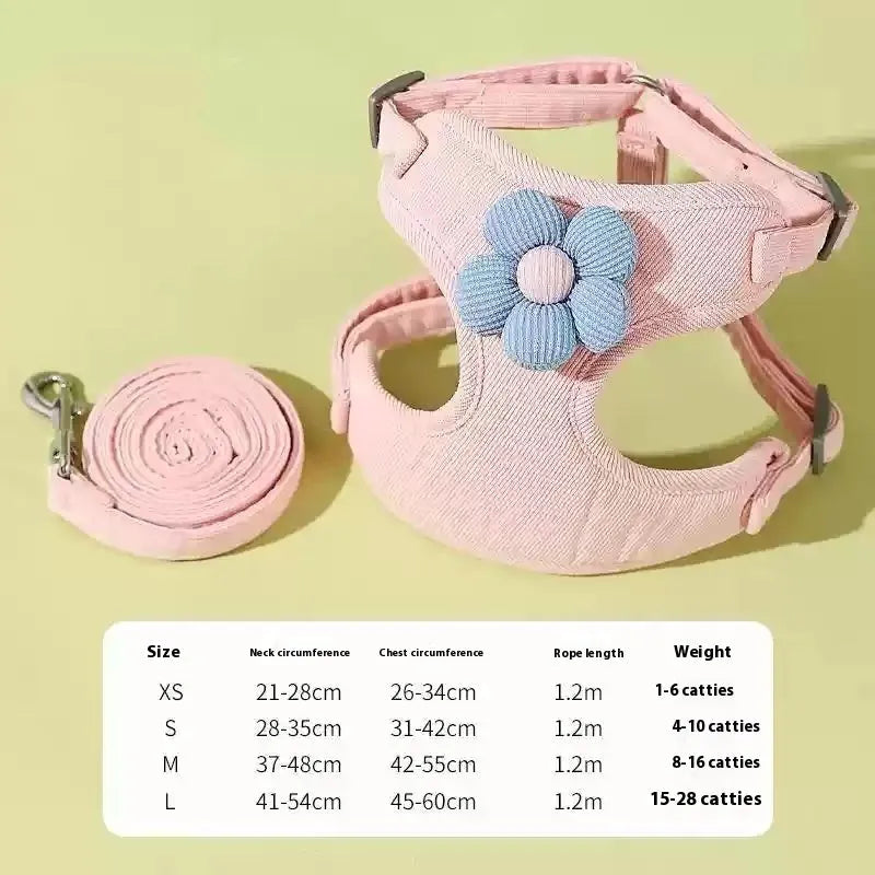 Cat pulling rope vest style harness in light green for going out with cat
