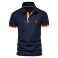 Men's slim fit T-shirt with embroidered deer design on chest, shown in multiple colour options