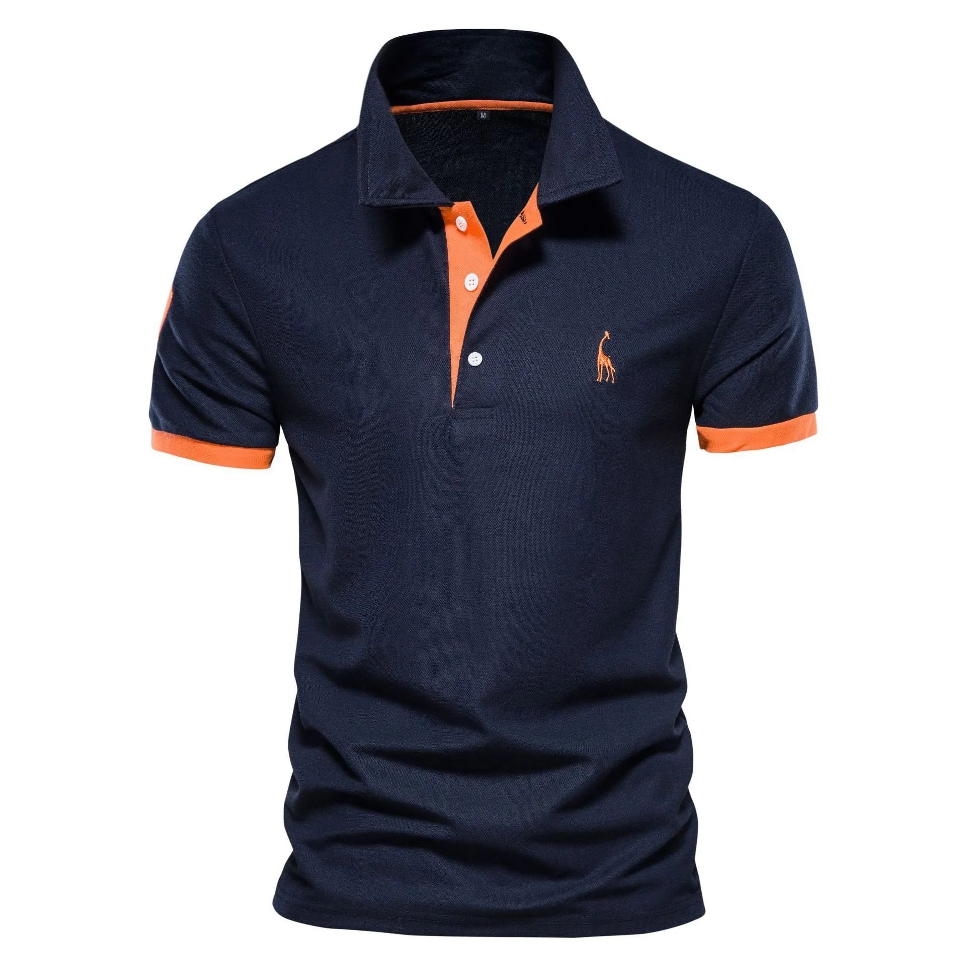 Men's slim fit T-shirt with embroidered deer design on chest, shown in multiple colour options