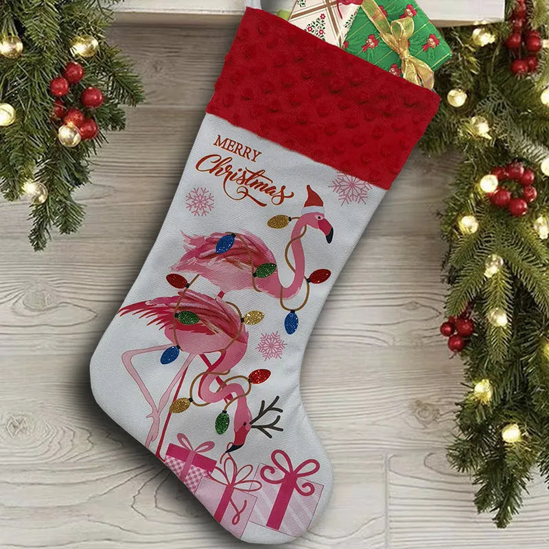 Cloth Christmas stocking measuring 46x28 cm in American holiday style