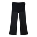 Black straight-leg trousers with lace-up front, loose fit, woven nylon, sizes XS to L