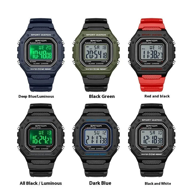 Waterproof youth electronic watch for swimming with alarm clock in multiple colour options