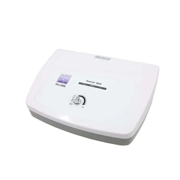 Professional white electronic beauty instrument for spot and mole removal with adjustable power settings