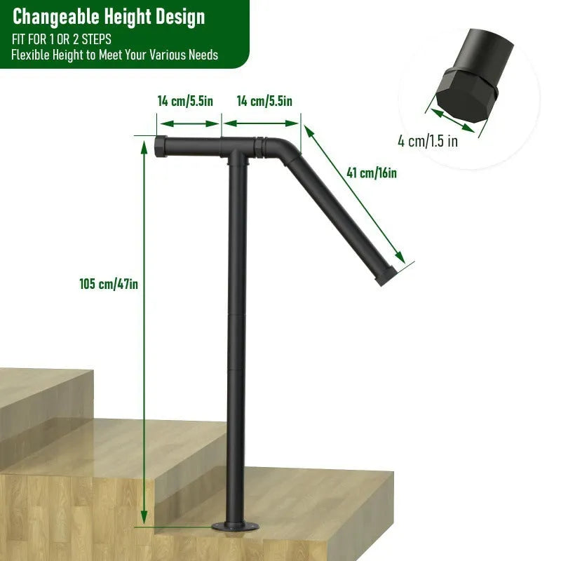 Black American style metal ladder support bracket for minimalist staircase installation