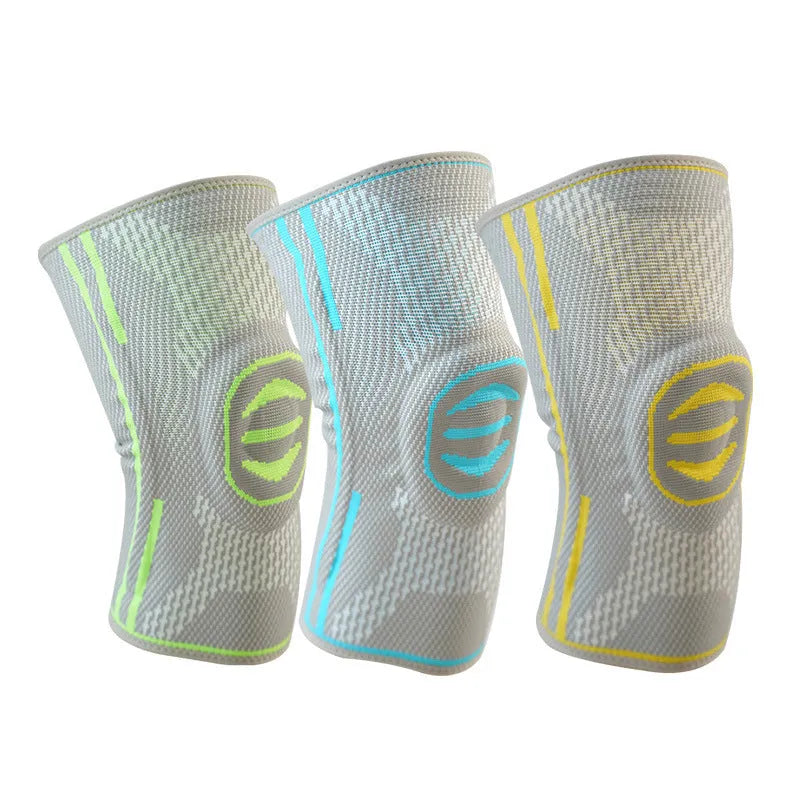 Cotton mountaineering knee pad in green, blue, or yellow for sports knee protection