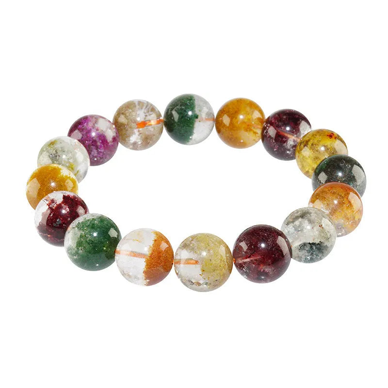 Colourful ghost cornucopia crystal bracelet with 10mm beads in ethnic retro style.