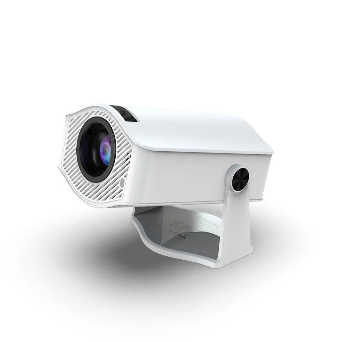 White portable 720p household projector with 1280x720 resolution, 200 ANSI lumens, 50W power, and US EU UK AU plug options