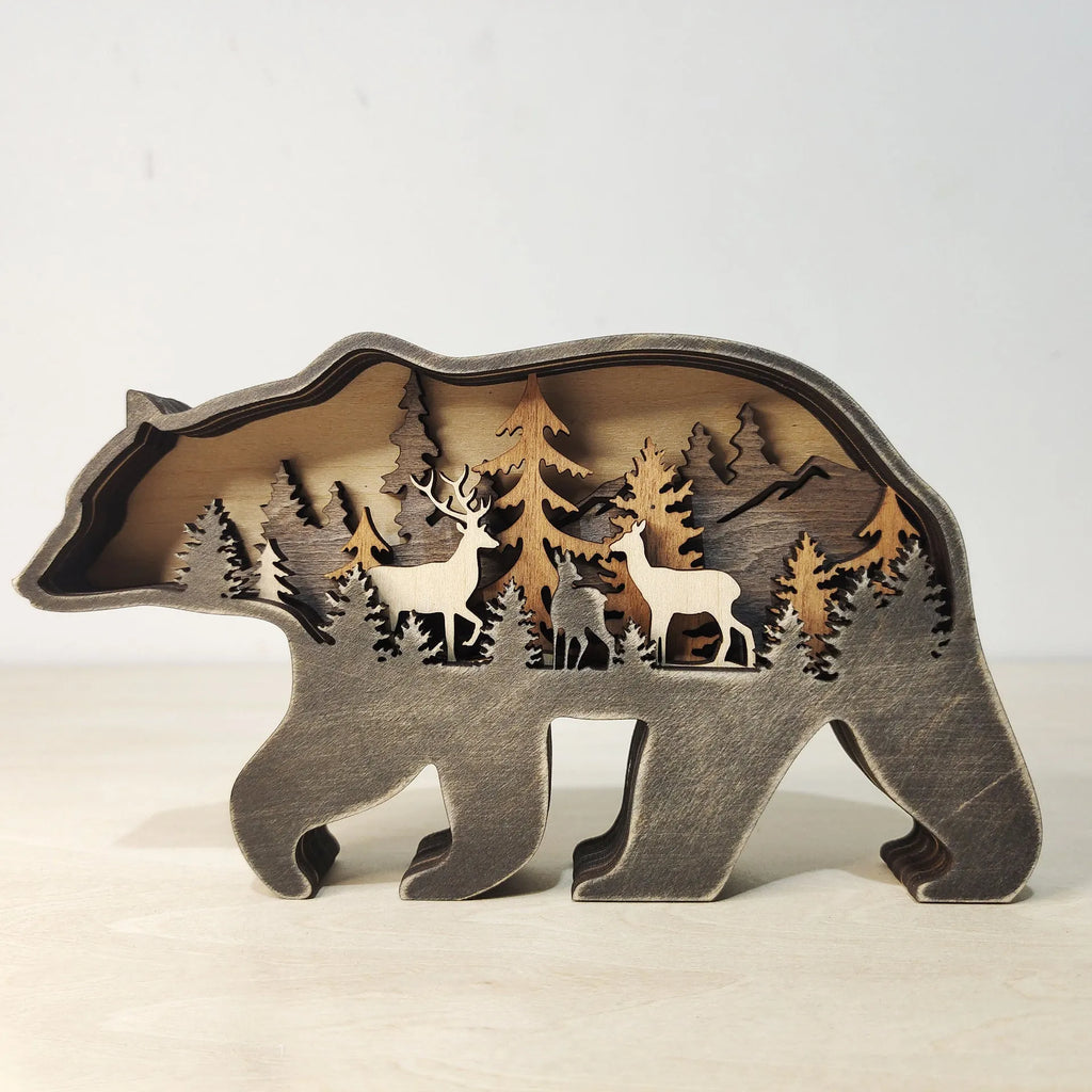 Boxwood Christmas ornament elk silhouette 18cm high natural wood finish