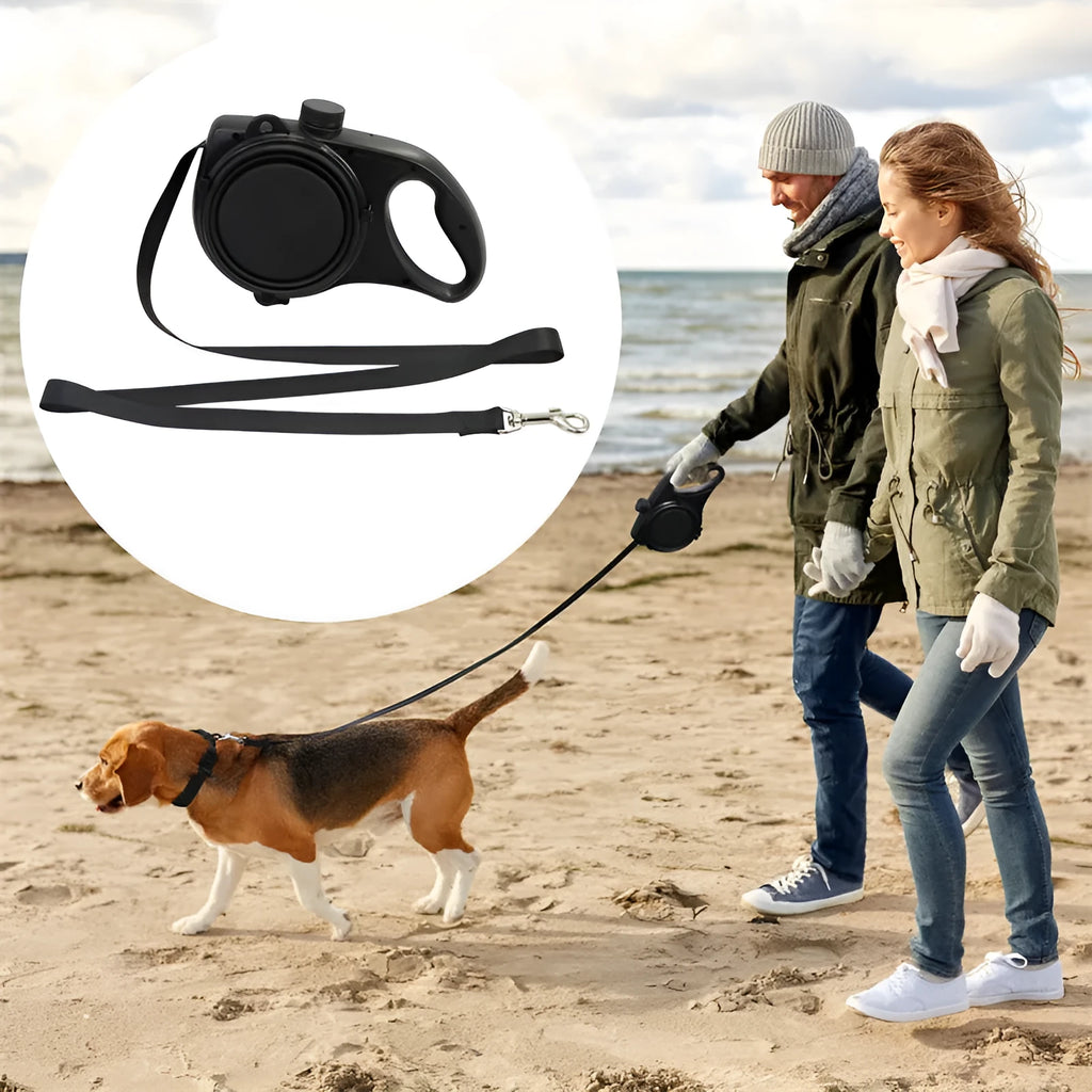 Pet leash with water bottle plastic rope 120cm long black blue red