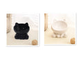 Ceramic cat bowl with oblique mouth and neck guard in black and white colour option