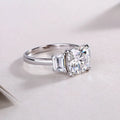 Square 9x9mm moissanite wedding ring set in S925 silver with platinum plating, gift box packaging