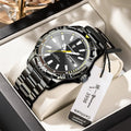 Swiss men's waterproof luminous watch with steel bracelet in gold or silver case colours