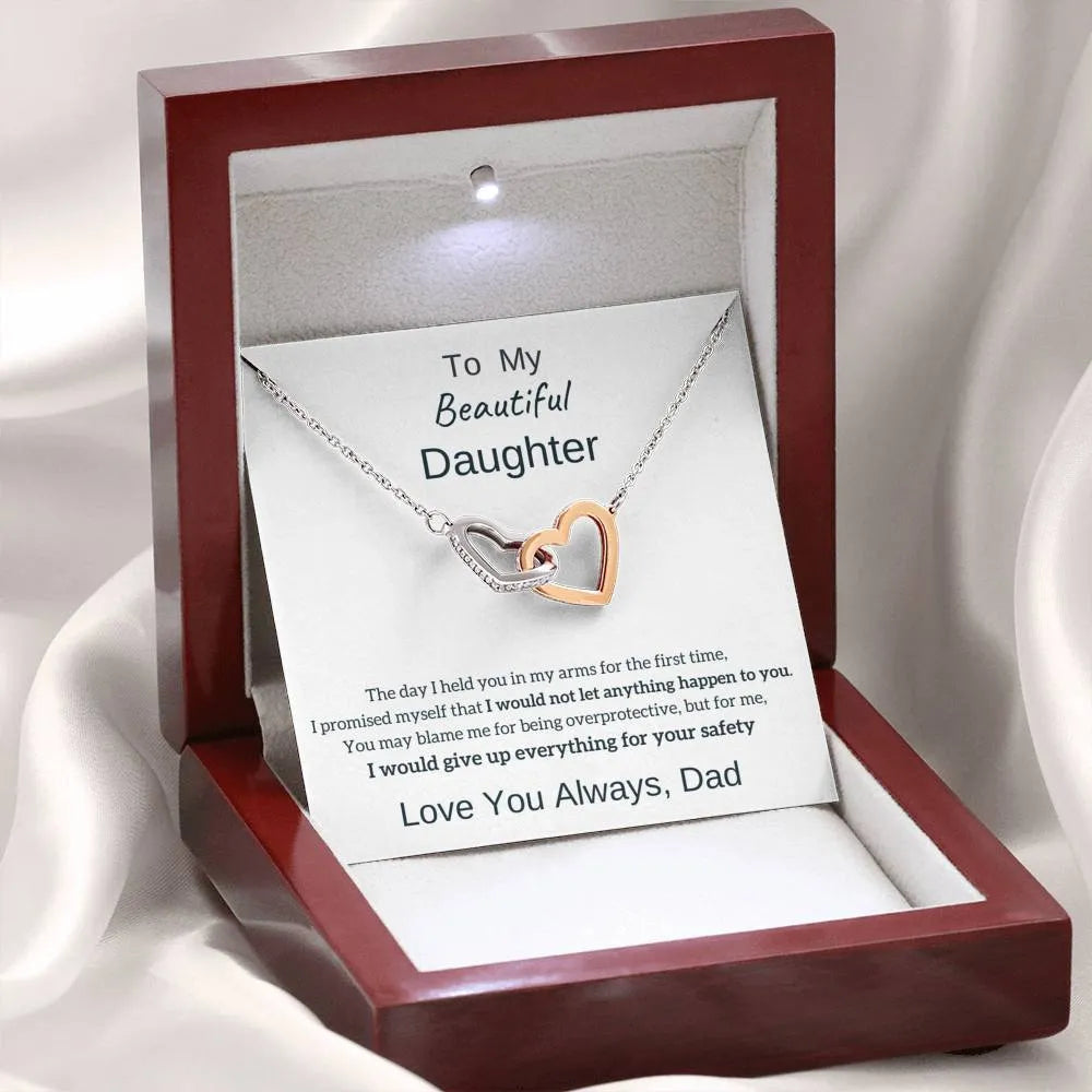 Double heart necklace personalised two-colour copper pendant with heart shape love motif