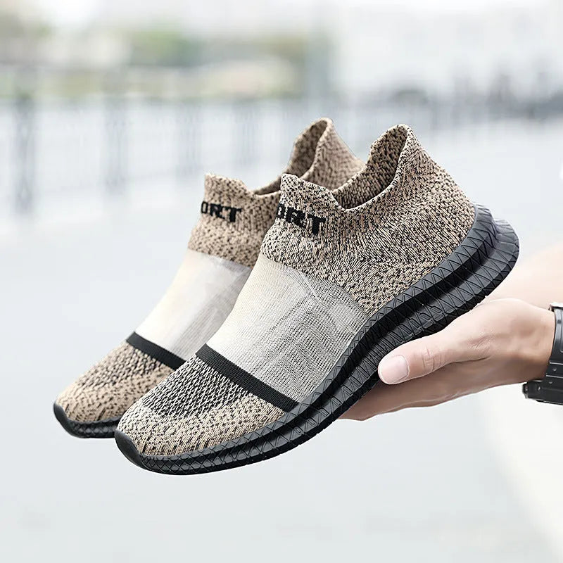 Woven sports sock shoes with Flyknit upper, lace closure, and MD sole in multiple colour options