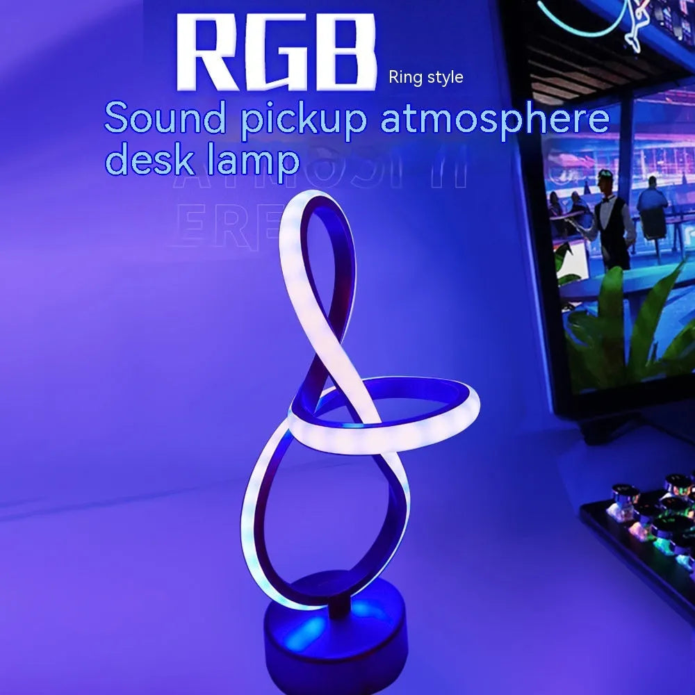 Black musical note shaped Bluetooth RGB lamp with remote control for bedside or sofa lighting.
