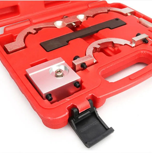 Red chrome-vanadium steel timing tool set for Opel 1.4 Oncla LUJ engines with seven pieces