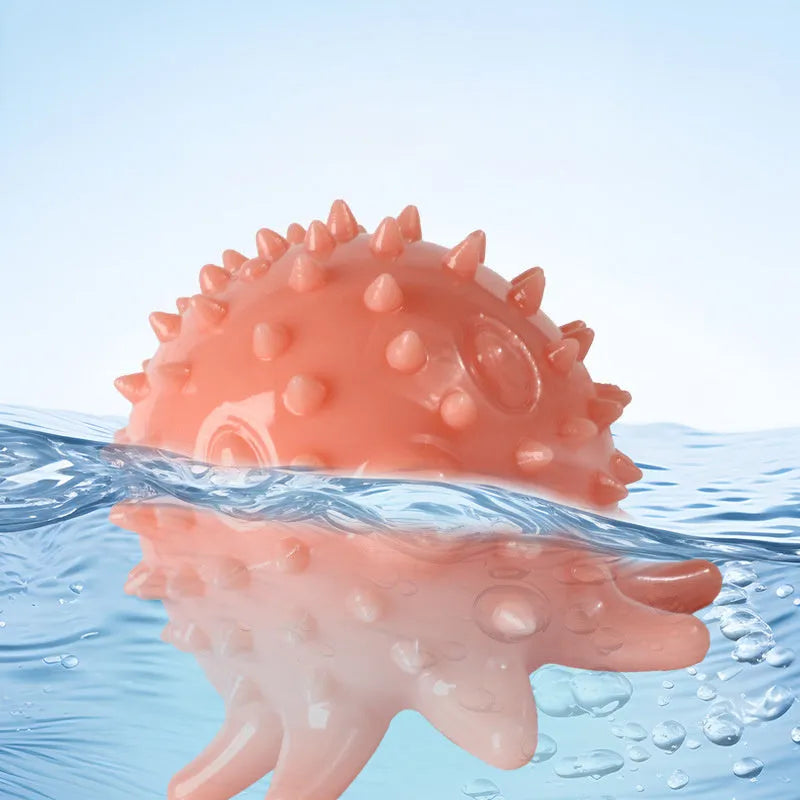 Eight-clawed TPR octopus dog toy in blue, used for chewing and molar teeth cleaning.
