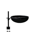 Desktop suspended cat bed with iron frame, black stand, black winter plush nest and summer breathable nest for cats