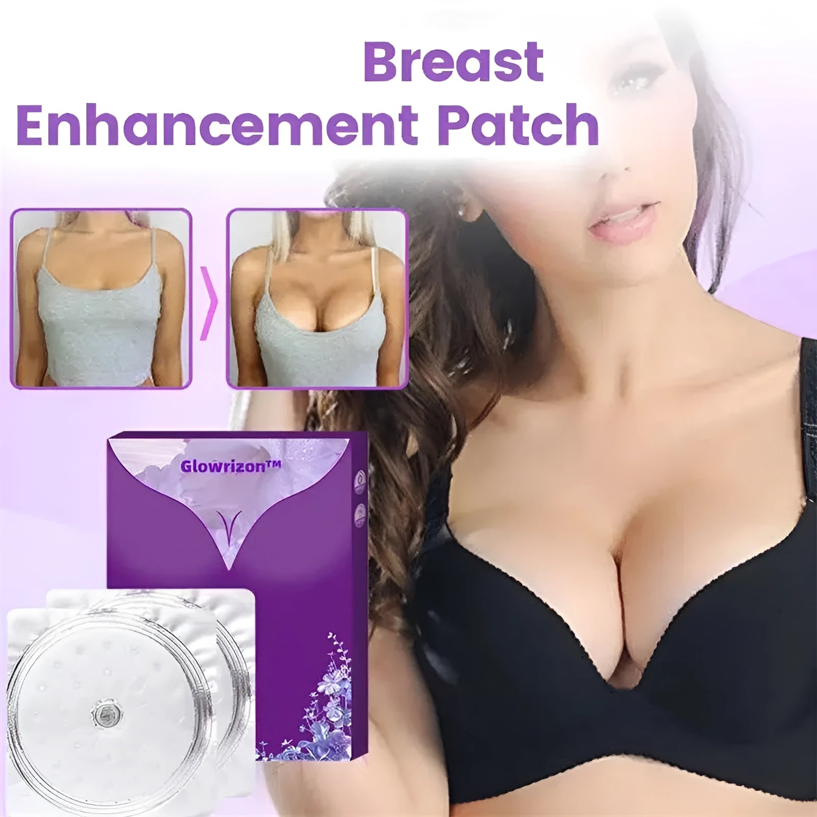 Single-use adhesive chest patch for breast enhancement and body contouring
