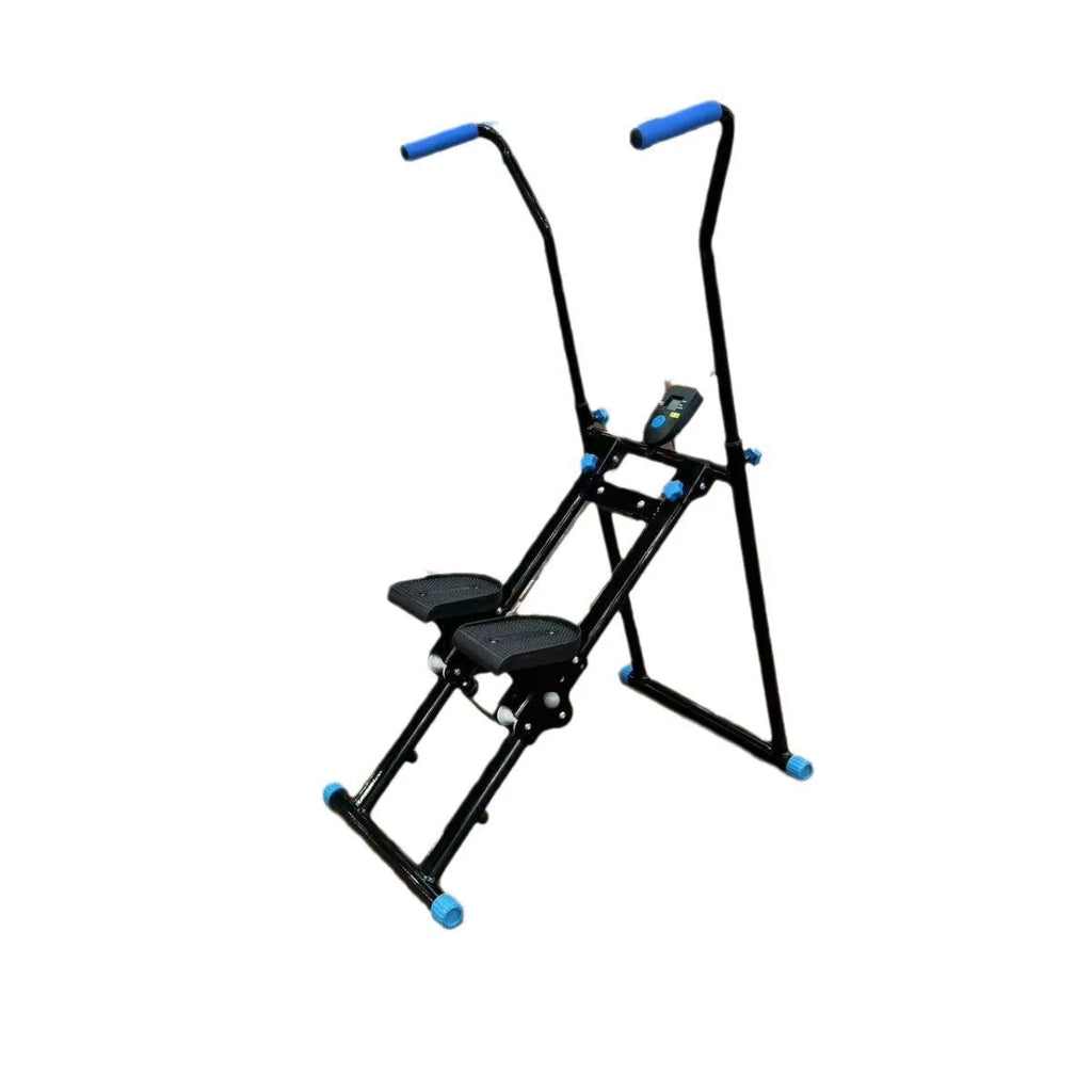 White foldable home treadmill with climbing frame functionality in folded position