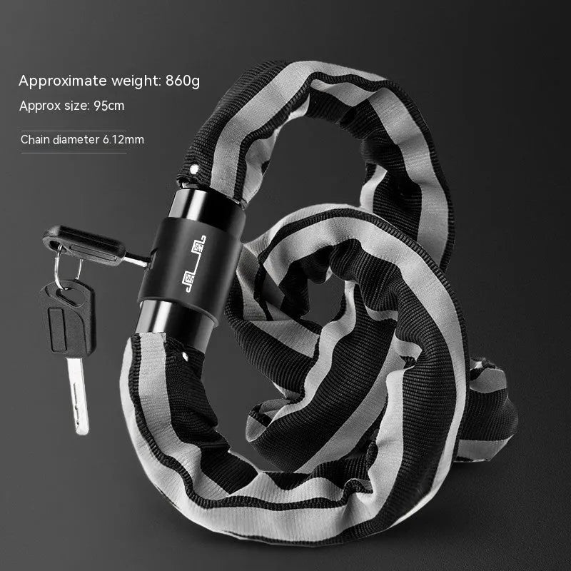 95 cm black zinc alloy mountain bike chain lock with hydraulic shear protection and combination dial