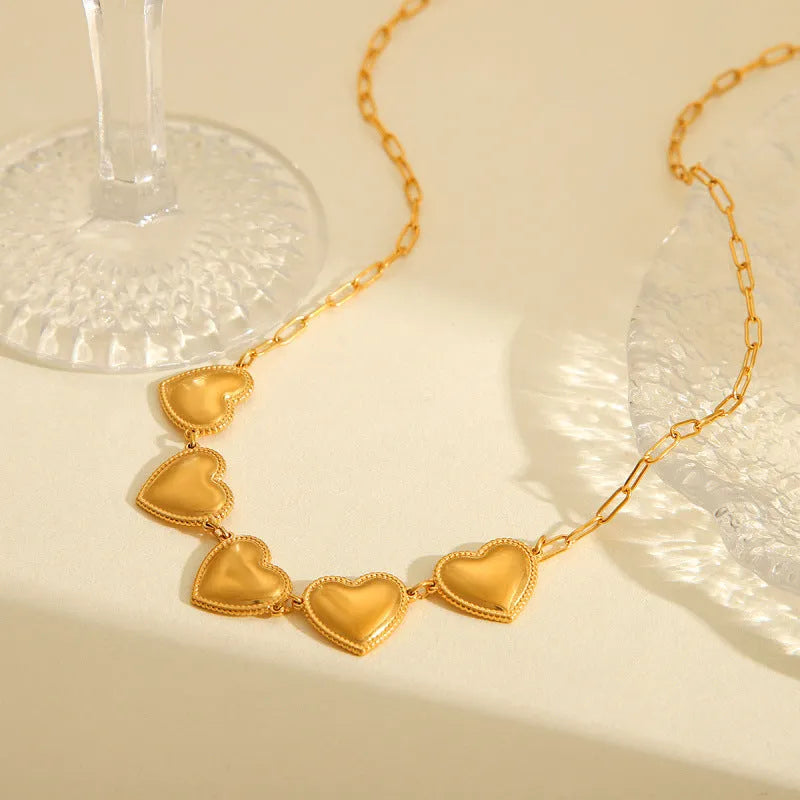 Stainless steel heart pendant necklace with electroplated finish in HC-N40093 colour