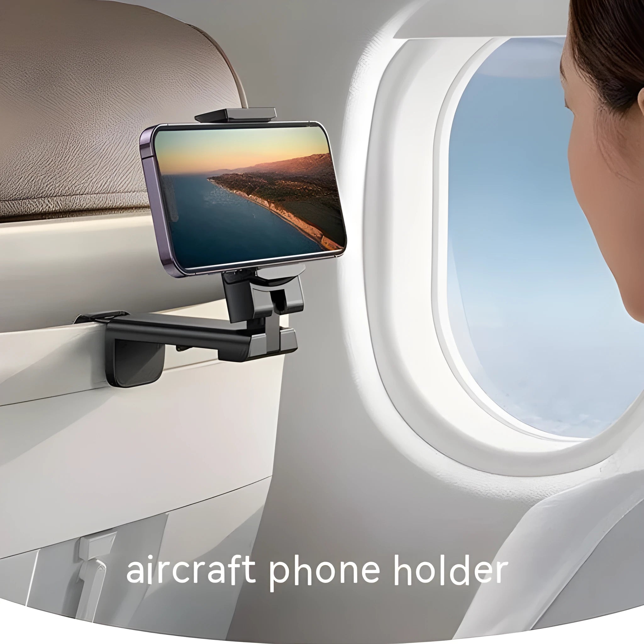 Foldable rotating phone holder in black, grey, or green colours showing universal smartphone compatibility