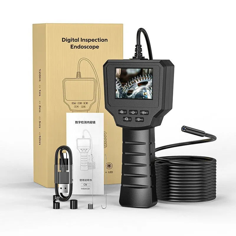 Waterproof HD inspection camera with 8mm diameter probe for auto repair and plumbing diagnostics