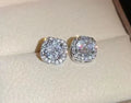 Square diamond geometric earrings for women in silver and gold alloy with cold style fashion design