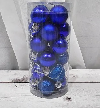 3cm diameter electroplated Christmas balls in assorted colours with shiny matte finish