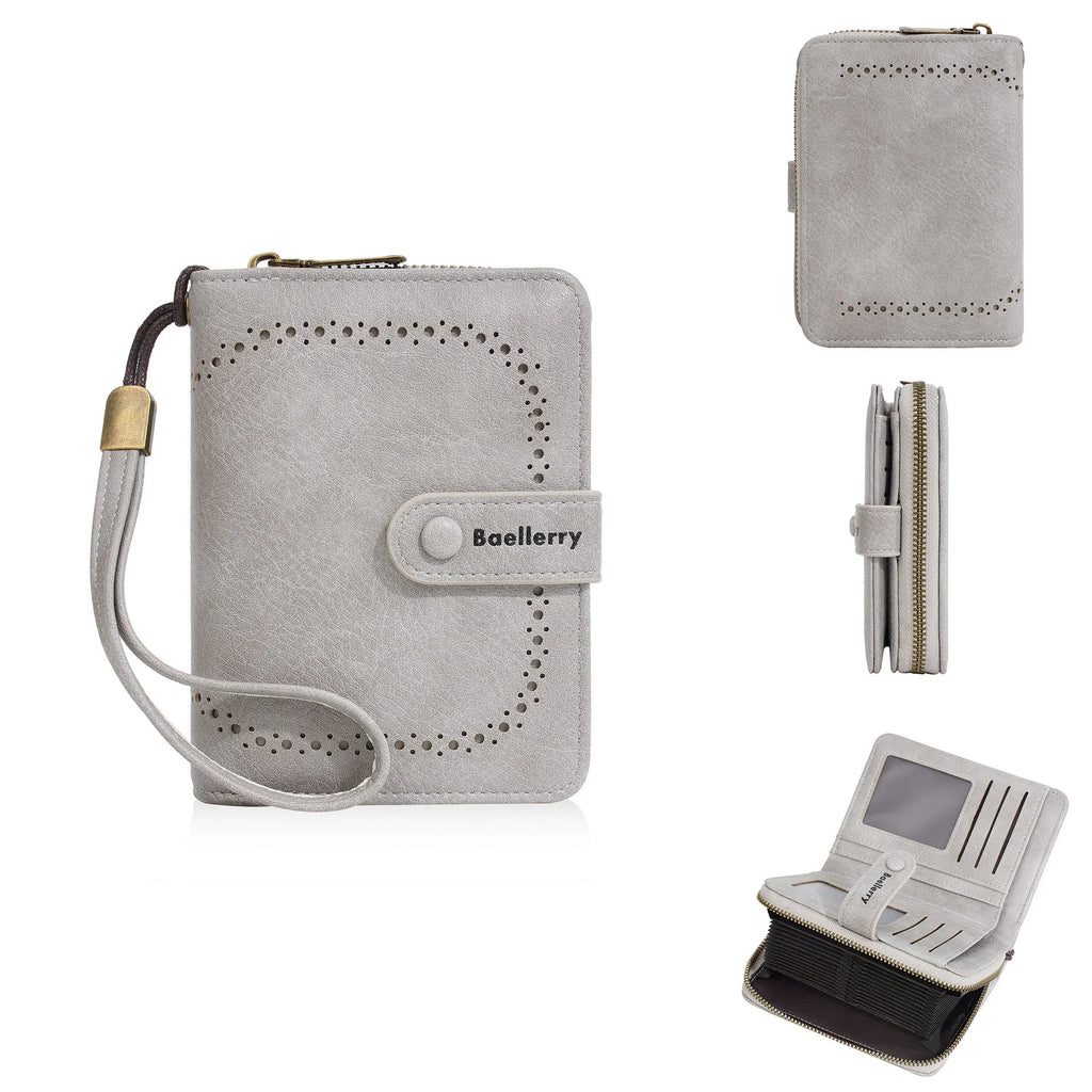 Women's PU coin purse with zip closure and card slots in multiple colour options