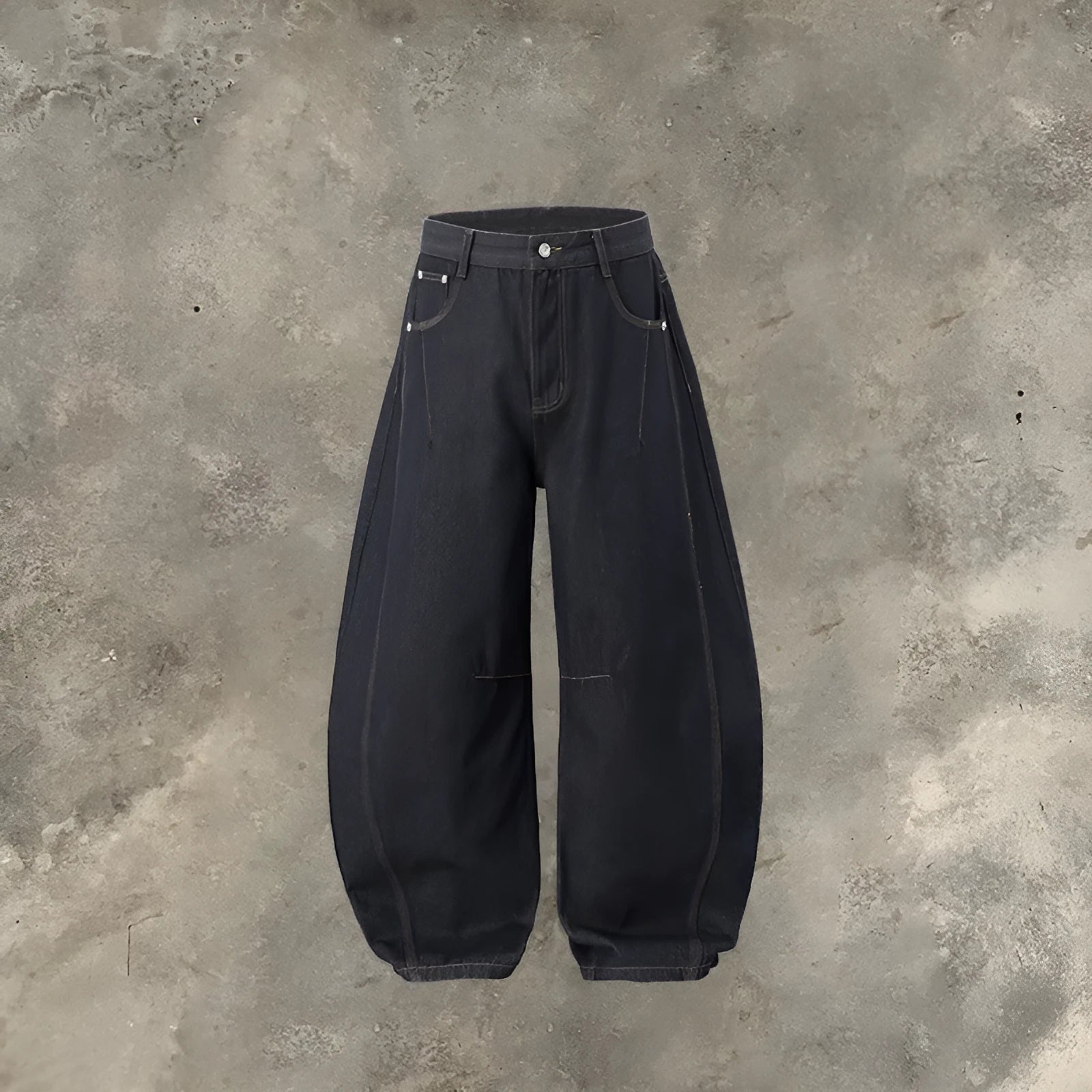Men's wide leg denim trousers in original cow colour with mid waist construction
