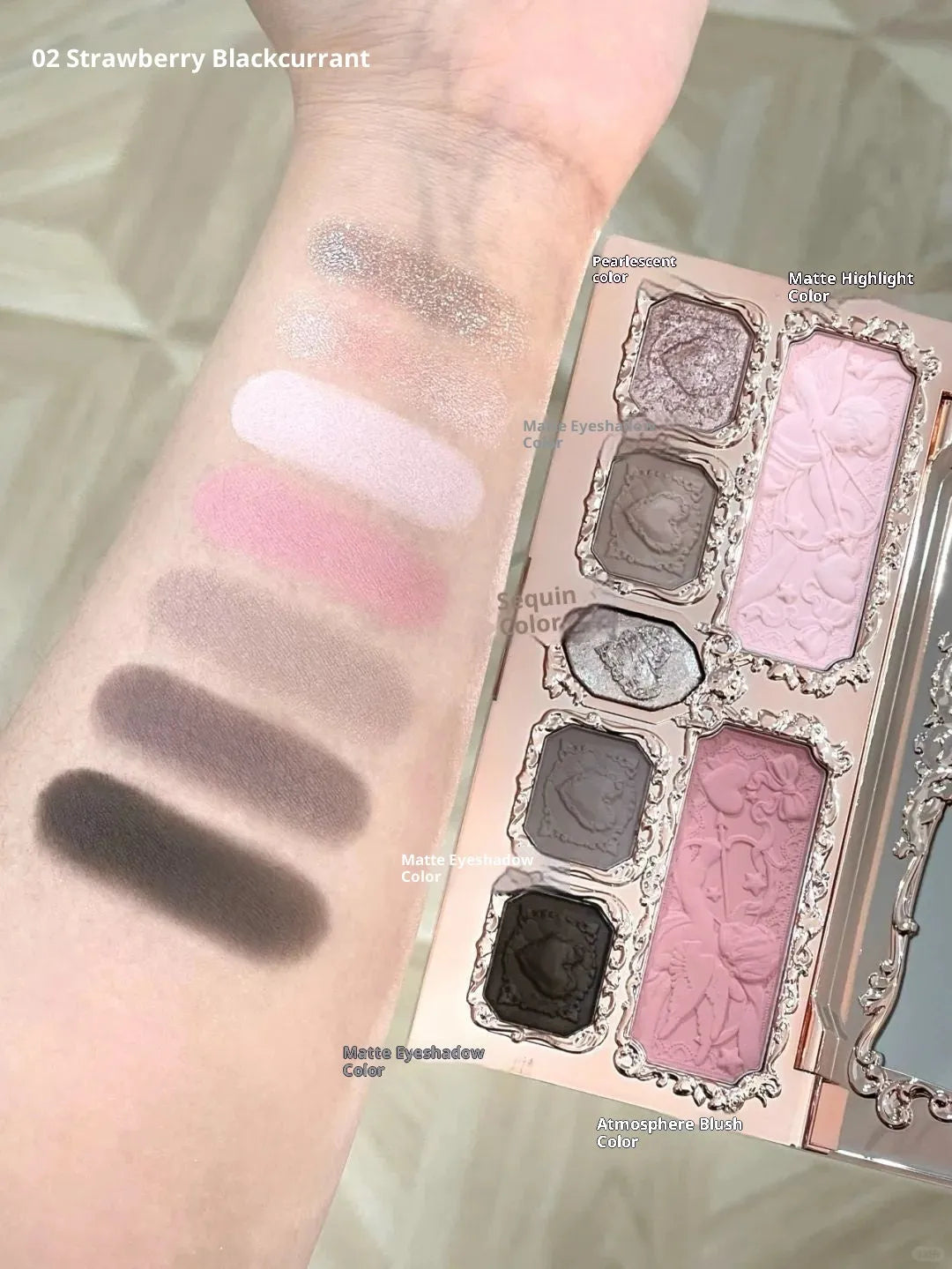 Blush integrated highlight contour compact Cupid series honeydew plate 01 and strawberry cream blackcurrant GB 02